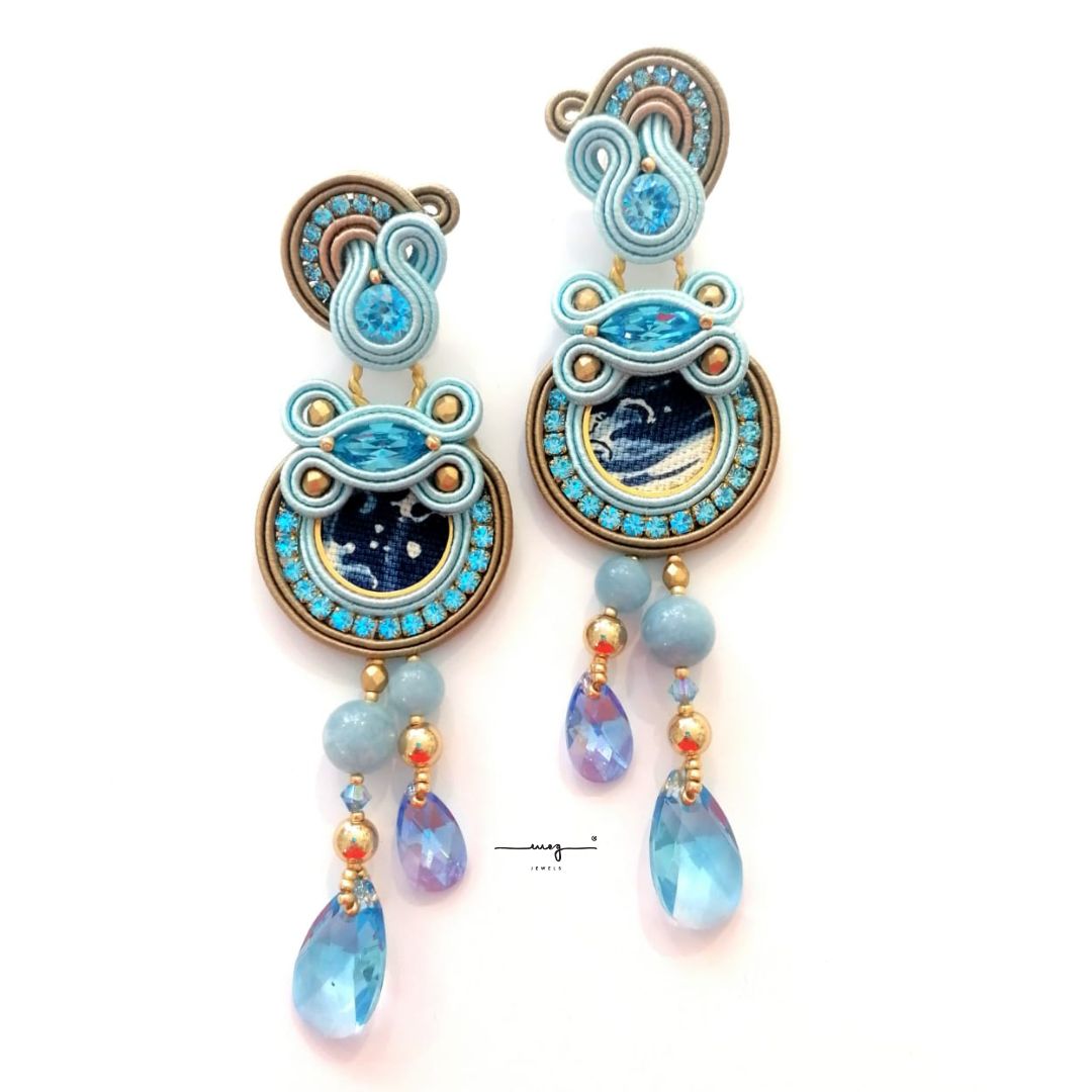 Earrings 'Great Wave' long