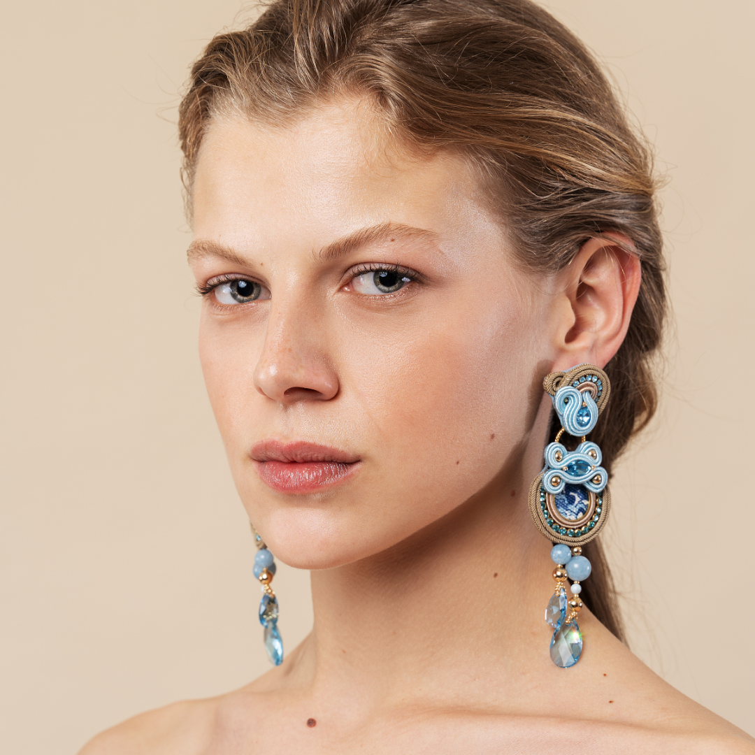 Earrings 'Great Wave' long