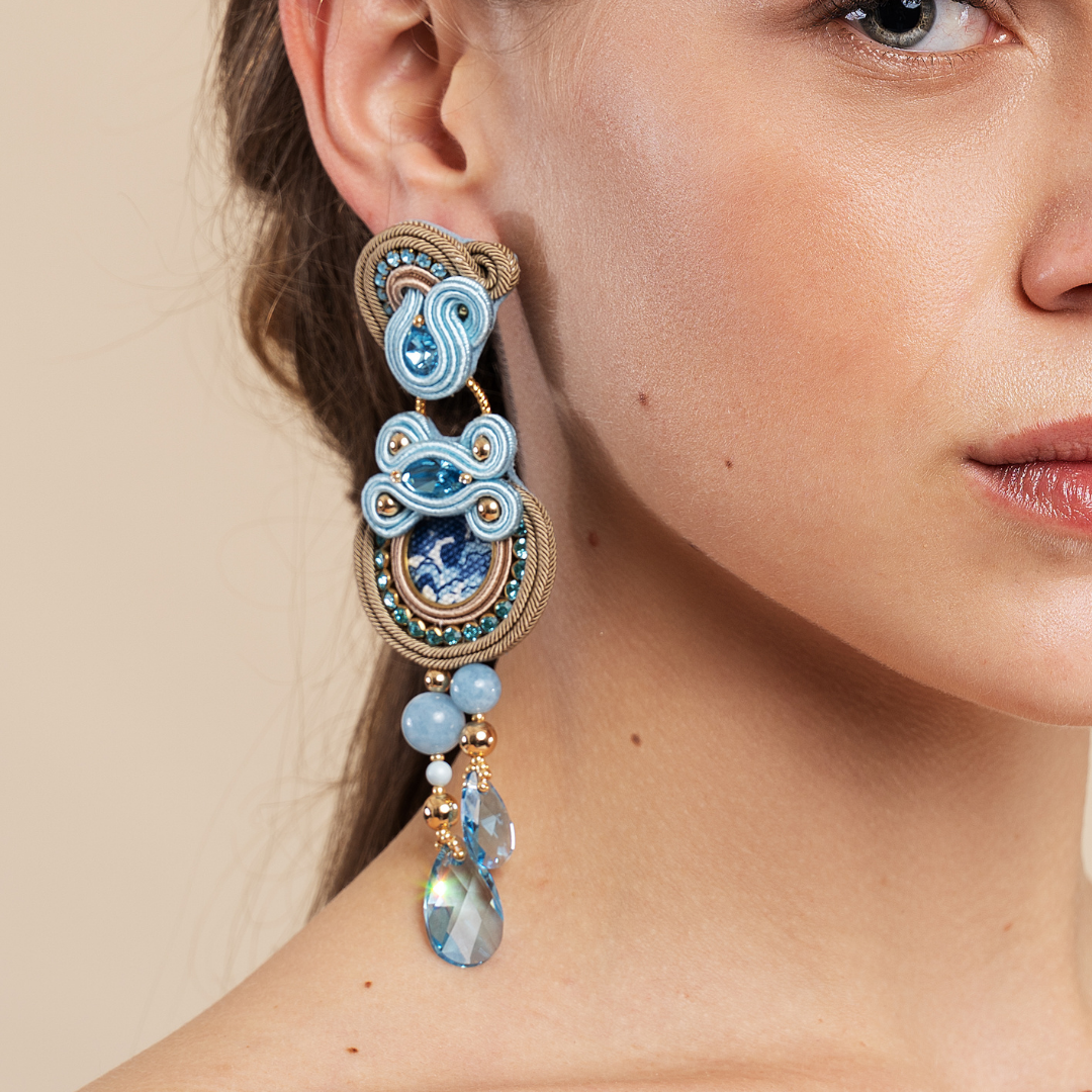 Earrings 'Great Wave' long